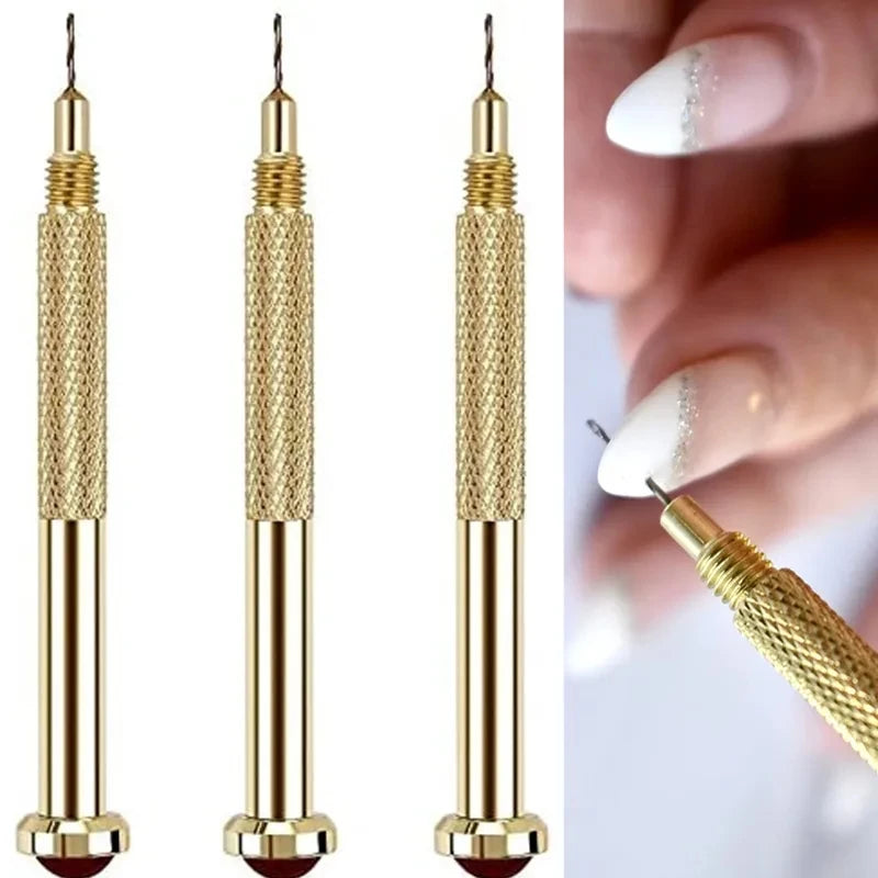 Gold Nail Dangle Drill Hole Maker | Stainless Steel Manicure Tool Nail Art Drill Tool QXL