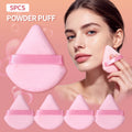 5-Pack Pink Triangle Powder Puffs | Soft Washable Makeup Sponges Powder Puff Set QXL Pink