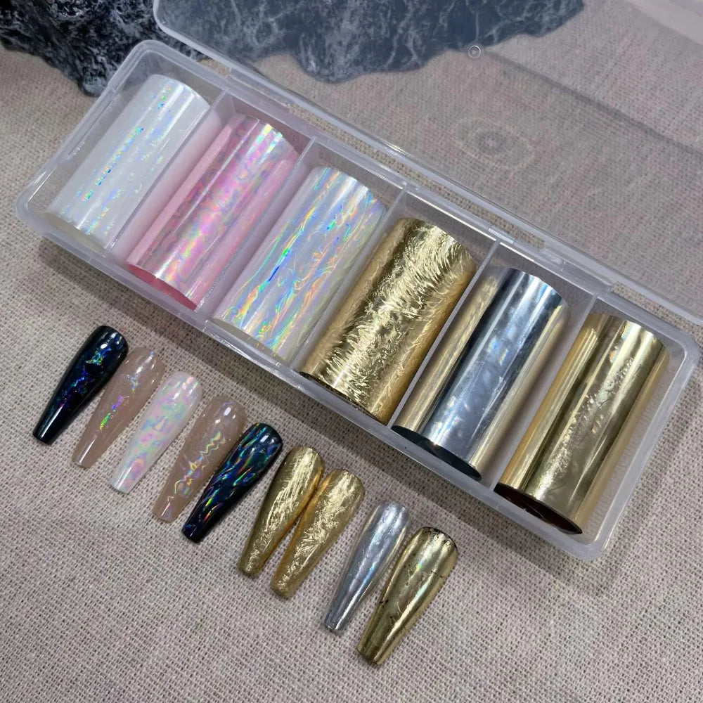 Lace Holographic Nail Foils | Black White Sequin Nail Stickers Nail Foil Stickers QXL