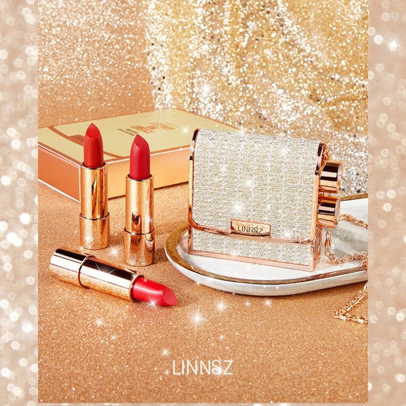 Matte Lipstick Set 3 Colours | Waterproof Long-Lasting + Chain Bag Matte Lipstick Set QXL