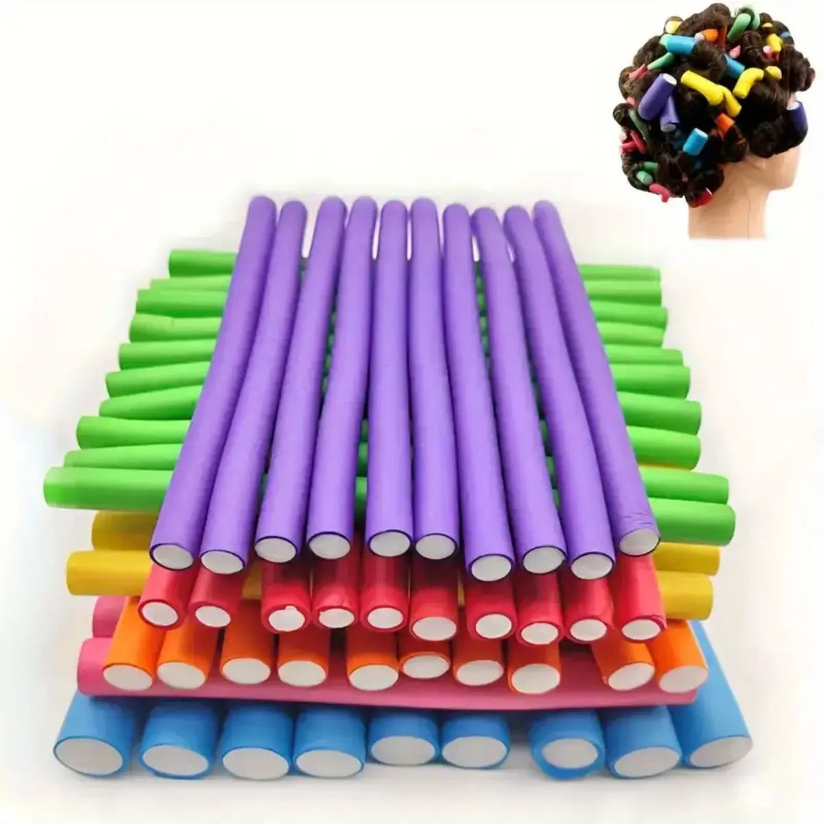 10-Pack Heatless Foam Hair Rollers | Bendy Twist Curling Rods Heatless Hair Rollers QXL random color