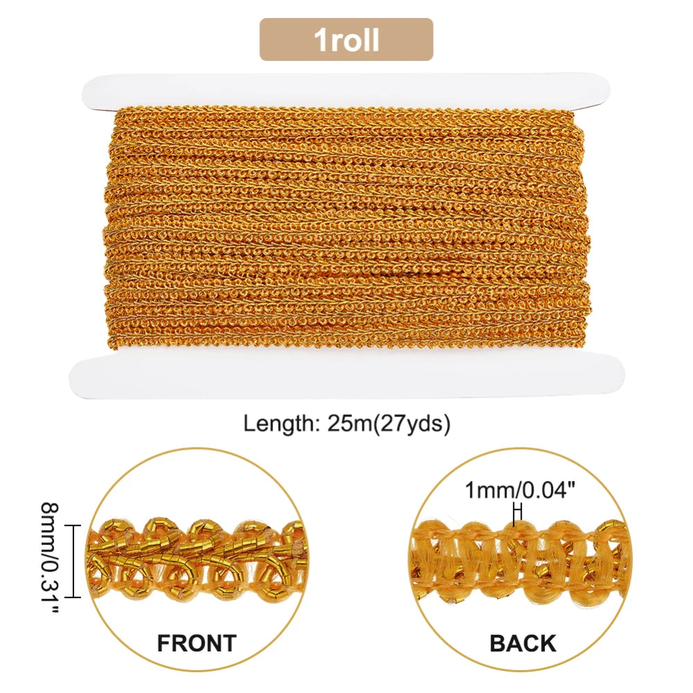 Golden Gimp Braid Trim 15mm – 13 Yards Woven Lace Ribbon Decorative Braid Trim QXL AECH04-00139 S