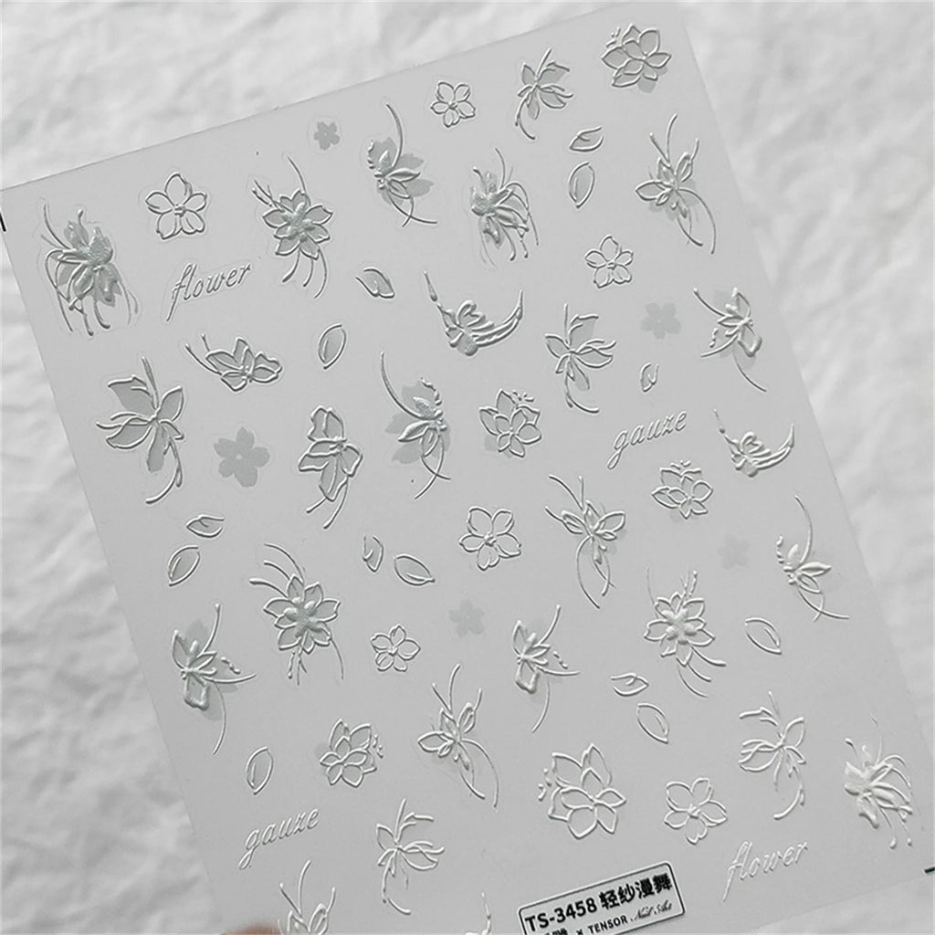 5D Lotus Flower Nail Stickers | Pink Ink Wash Floral Decals Nail Art Stickers QXL 1pcs TS-3458