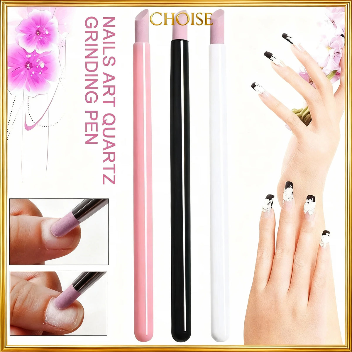 Quartz Nail Buffer Pen | Cuticle Pusher & Grinding Tool Nail Buffer Pen QXL