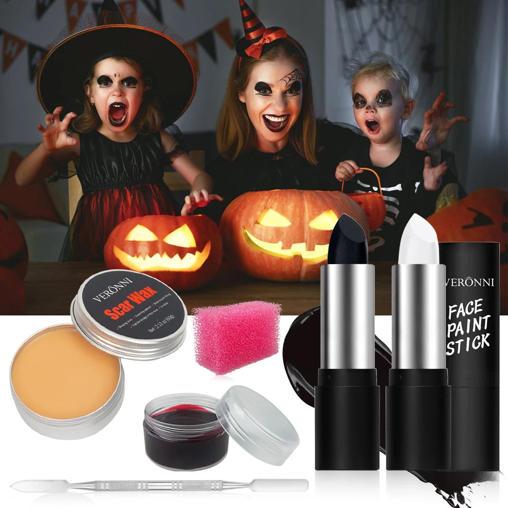 VERONNI 6-Pc SFX Makeup Kit – Scar Wax & Fake Blood Set SFX Makeup Kit QXL