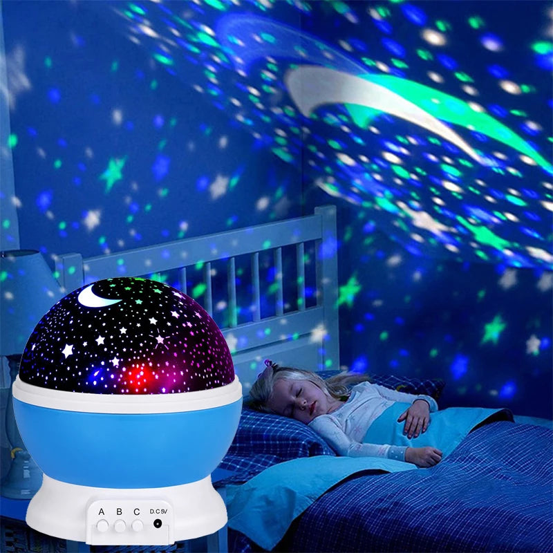 Rotating Starry Sky Projector Night Light | Galaxy & Moon Star Night Projector QXL