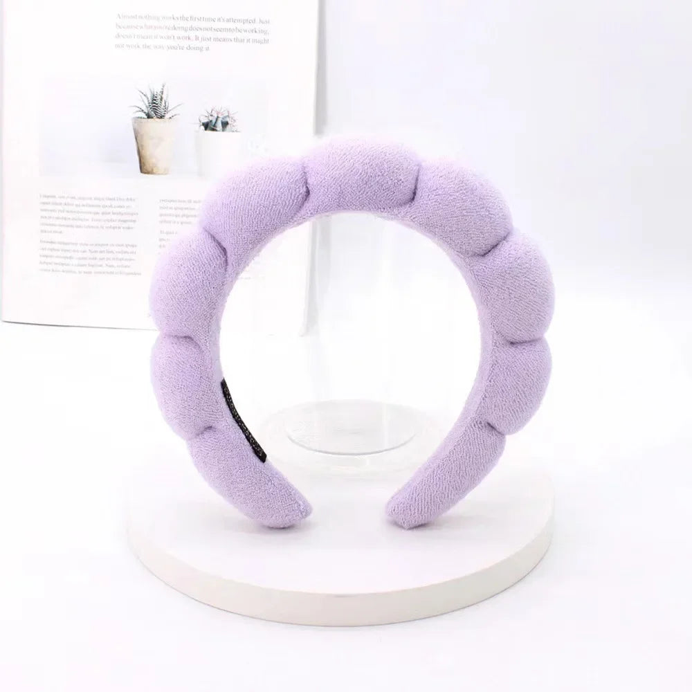 Puffy Spa Headband & Microfiber Wristband | Face Wash Set Spa Headband Set QXL Light Purple