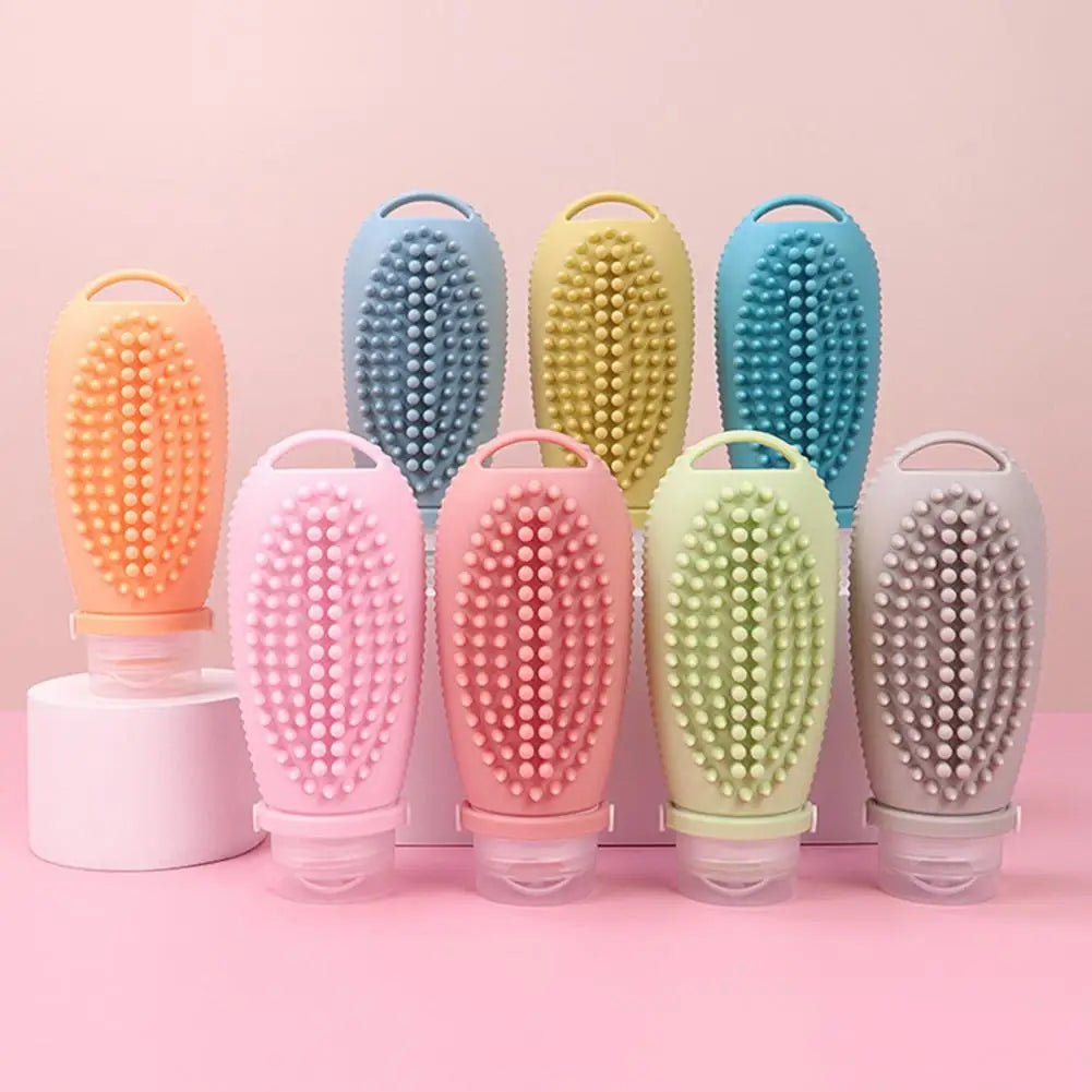 Silicone Squeeze Bottle & Scalp Massager Brush Set 100ml Travel Bottle Set QXL
