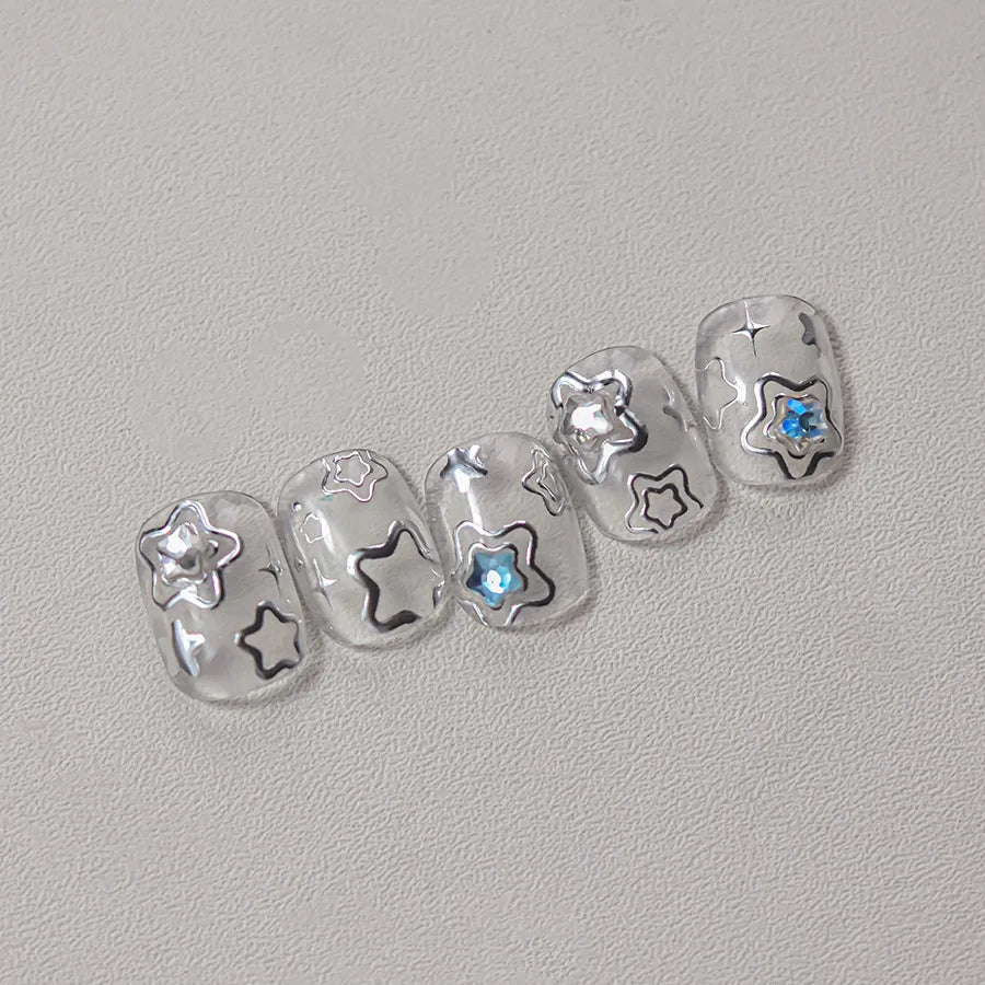 5D Crystal Star Nail Stickers | Rainbow Jelly Shiny Design Nail Art Stickers QXL
