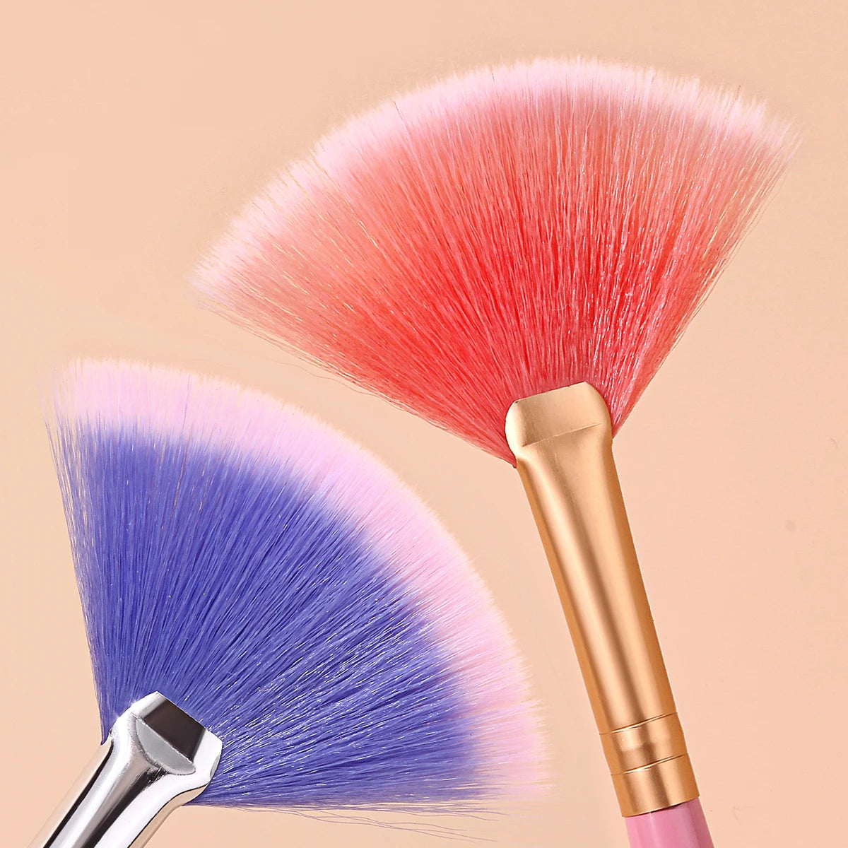 KOSSHOW Fan Highlighter & Contour Brush Set – 2 Pcs Fan Makeup Brush Set QXL