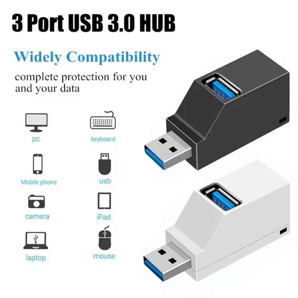 USB 3.0 3-Port Hub Splitter Adapter for PC & Laptop USB Hub QXL
