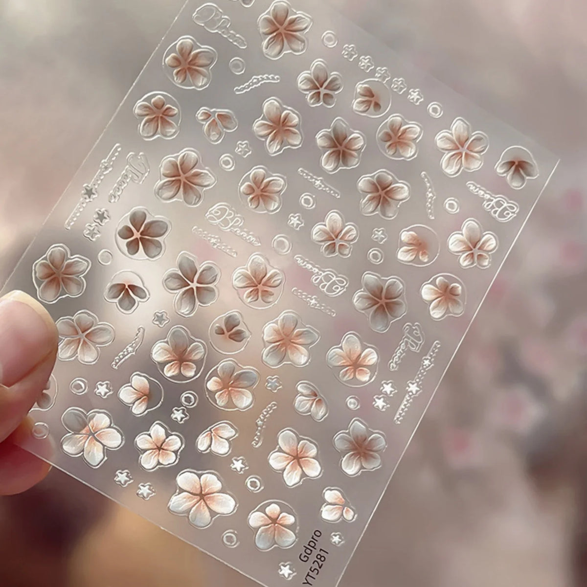 Gradient Plumeria 5D Nail Stickers | Floral Adhesive Decals Nail Art Stickers QXL