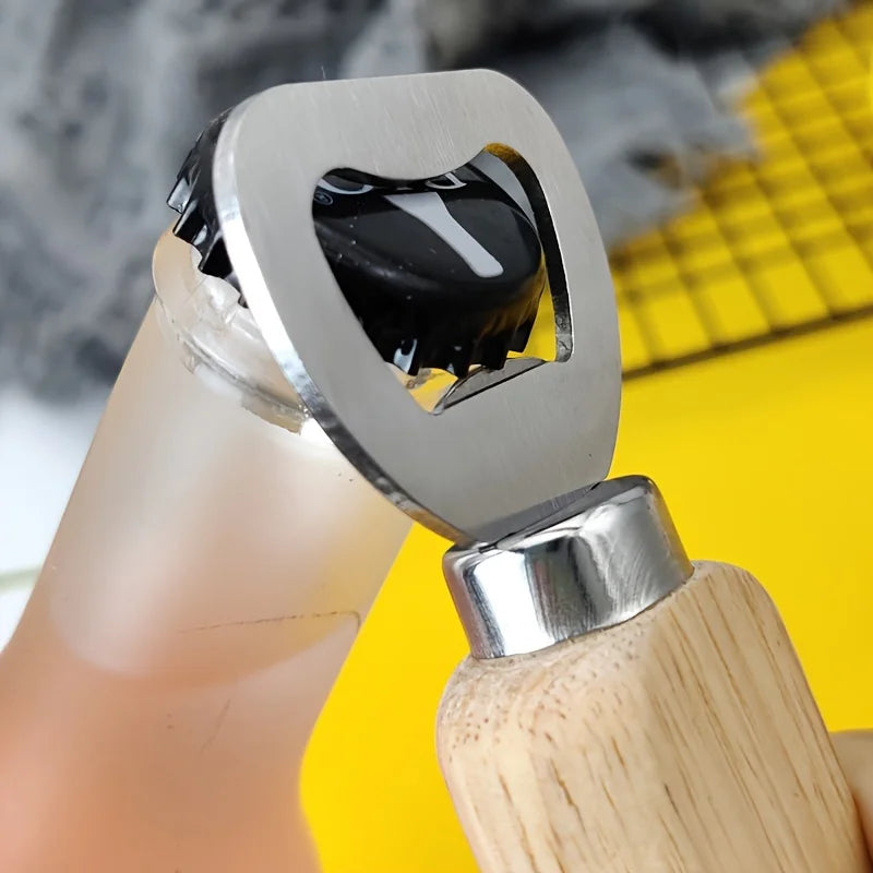 Wooden Handle Stainless Steel Beer Bottle Opener | Bar Tool Bottle Opener QXL