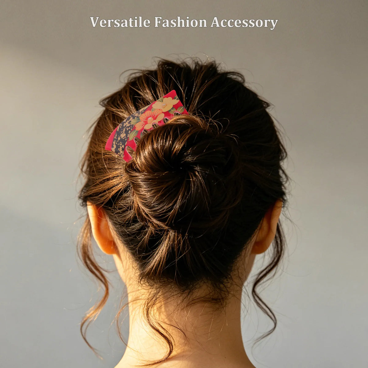 Retro Floral French Hair Side Comb | 7-Tooth U-Shape Acrylic Hair Side Comb QXL