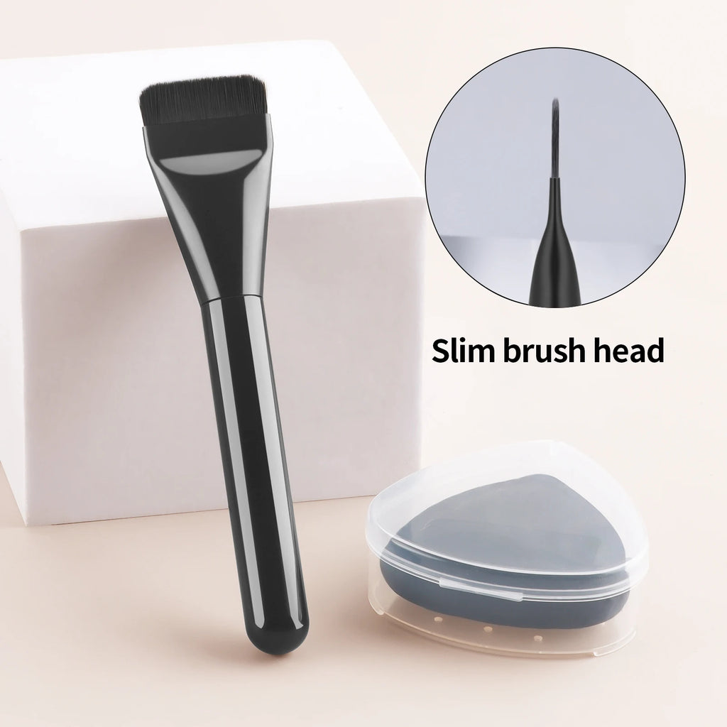 Flat Foundation Brush & Triangle Powder Puff Set | 2 Pc Makeup Brush Set QXL