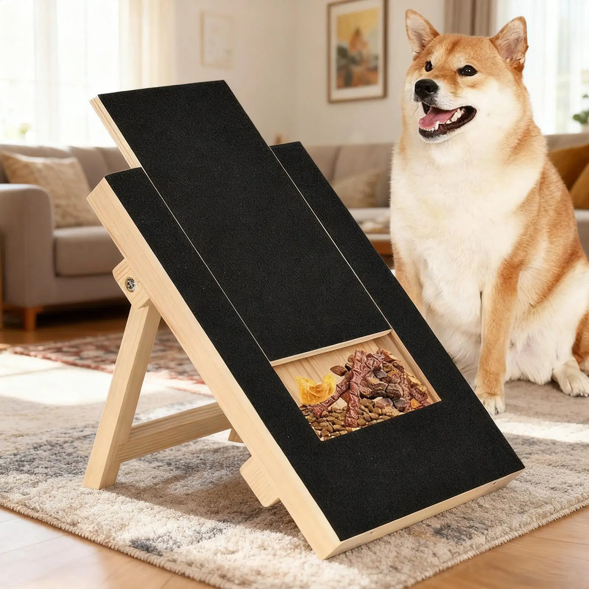 Wooden Dog Nail Scratch Board with Stand & Treat Box Dog Nail Scratch Board QXL