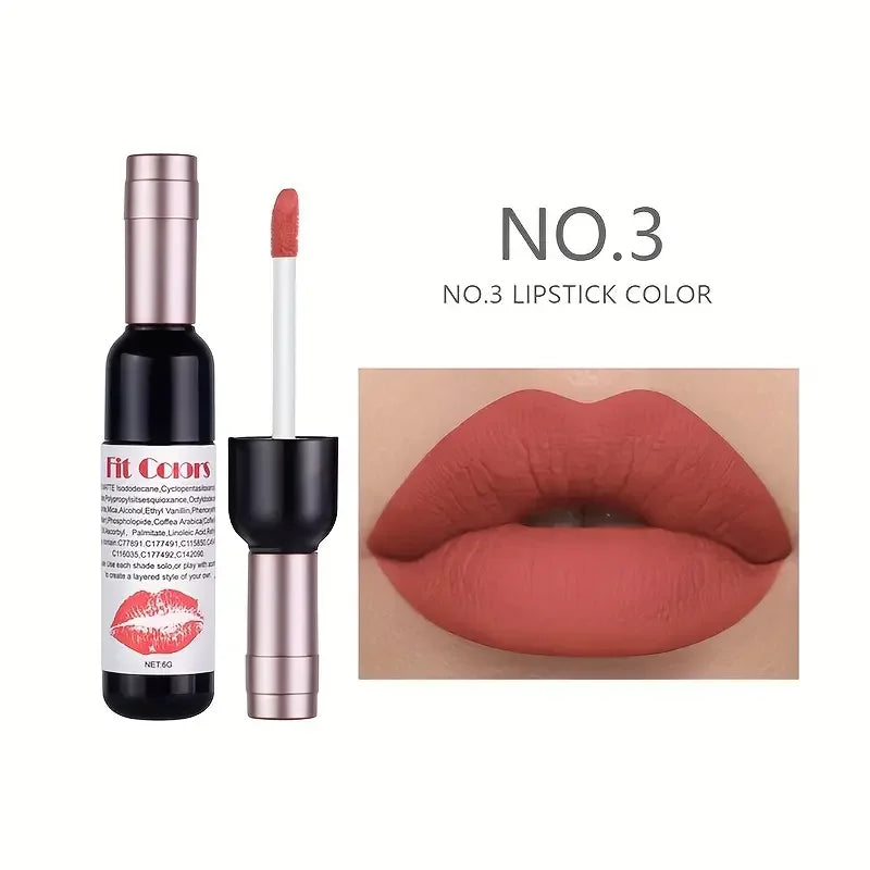 Red Wine Bottle Velvet Matte Liquid Lipstick | Long-Lasting Liquid Lipstick QXL 03