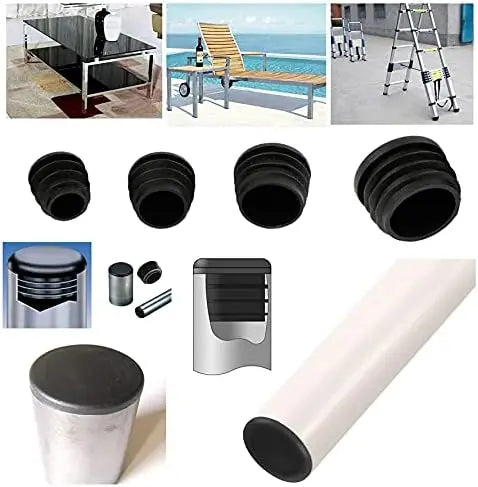 8-Pack Black Round Plastic Tube End Caps | Pipe Plugs 10–60mm Tube End Caps QXL