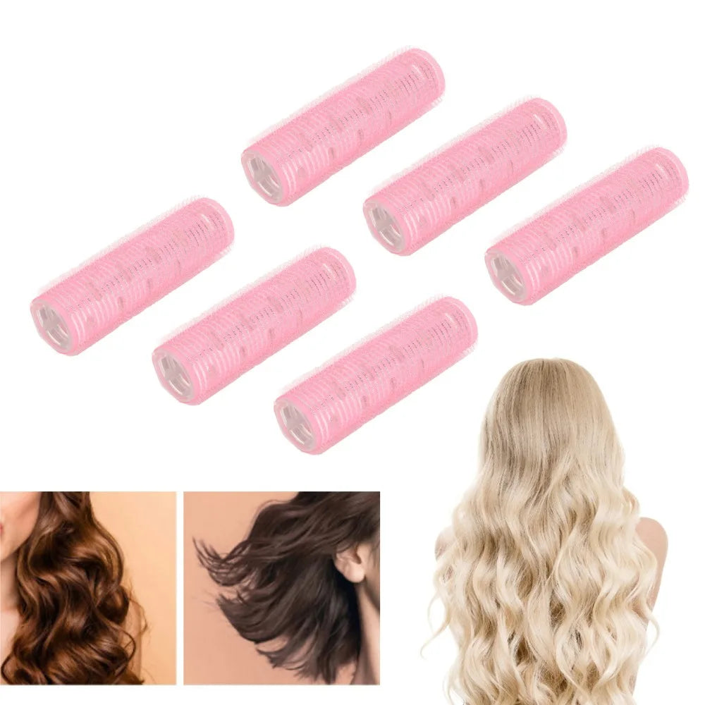 6-Pack Self-Grip PP Hair Rollers | No-Pin Curl Styling Set Self-Grip Hair Rollers QXL