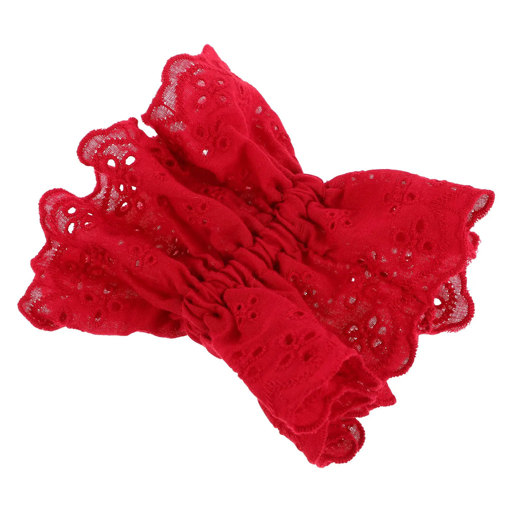 Double Layer Red Lace Scrunchies | Oversized Elastic Hair Ties Lace Hair Scrunchie QXL