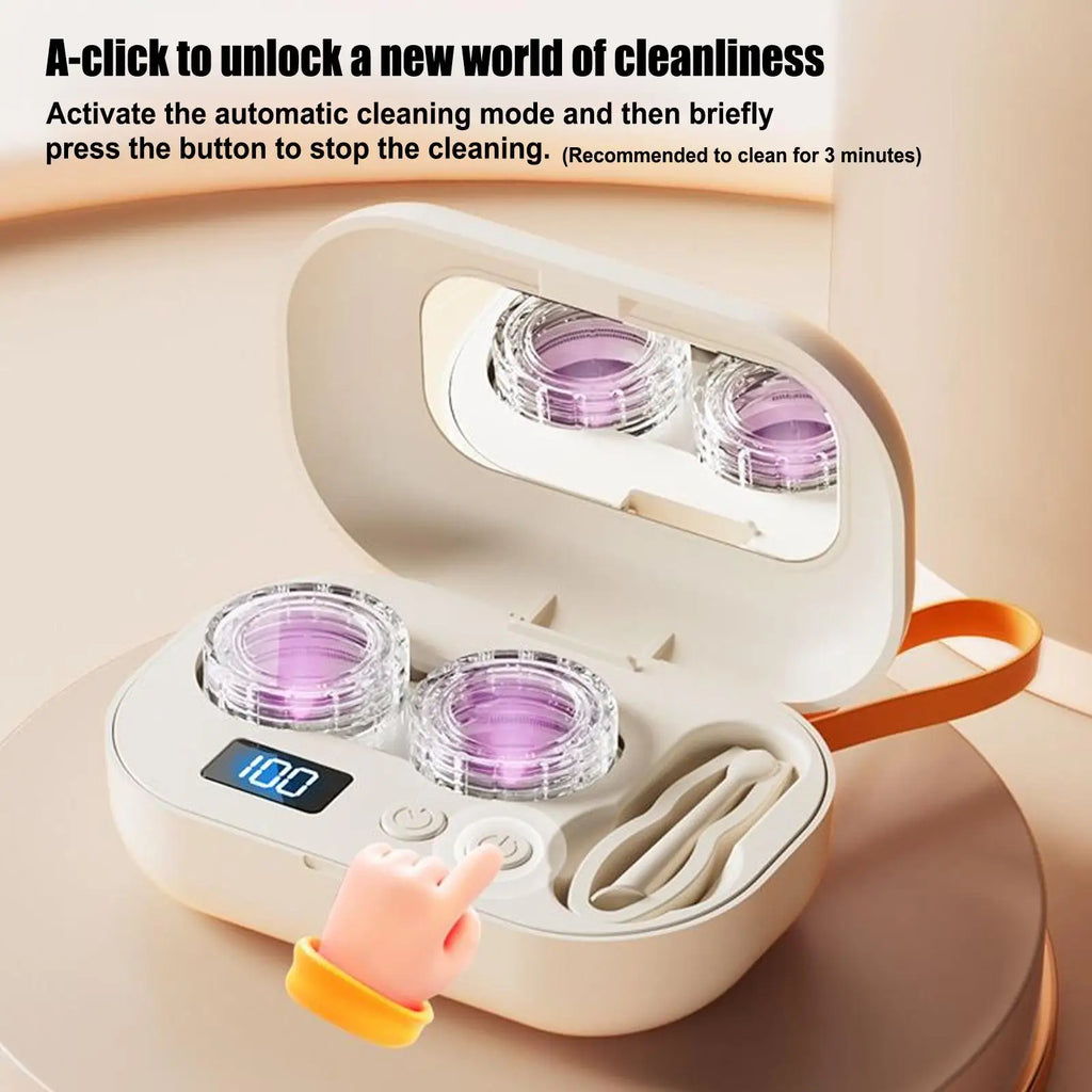 Ultrasonic Contact Lens Cleaner Case | USB-C, 3-Min Clean Lens Cleaning Case QXL