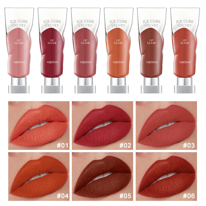 VERONNI Ice Velvet Metallic Lip Gloss | 16H Liquid Lipstick Liquid Lip Gloss QXL