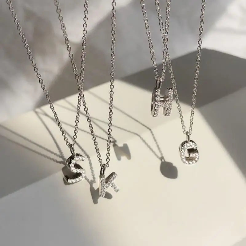 A-Z Initial Letter Pendant Necklace | Shining Alphabet Charm Initial Pendant Necklace QXL