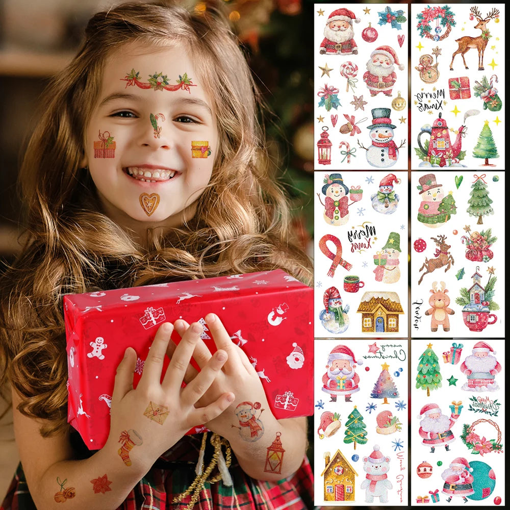 Christmas Temporary Tattoos – Santa & Snowman Body Stickers Temporary Tattoo Stickers QXL