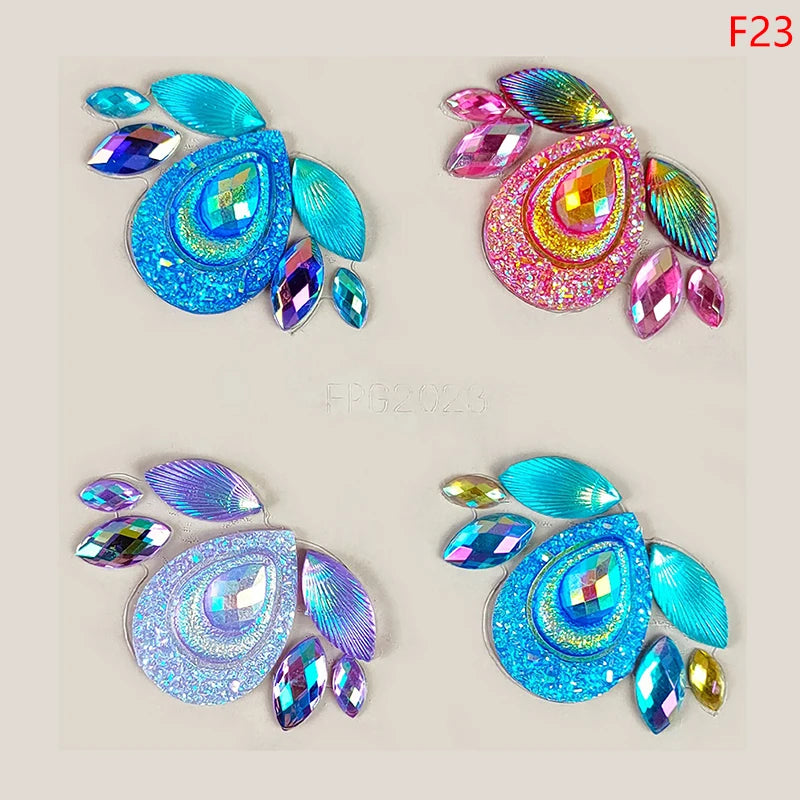 3D Face Rhinestone Crystal Stickers | Body Art Jewels Face Jewel Stickers QXL FPG2023