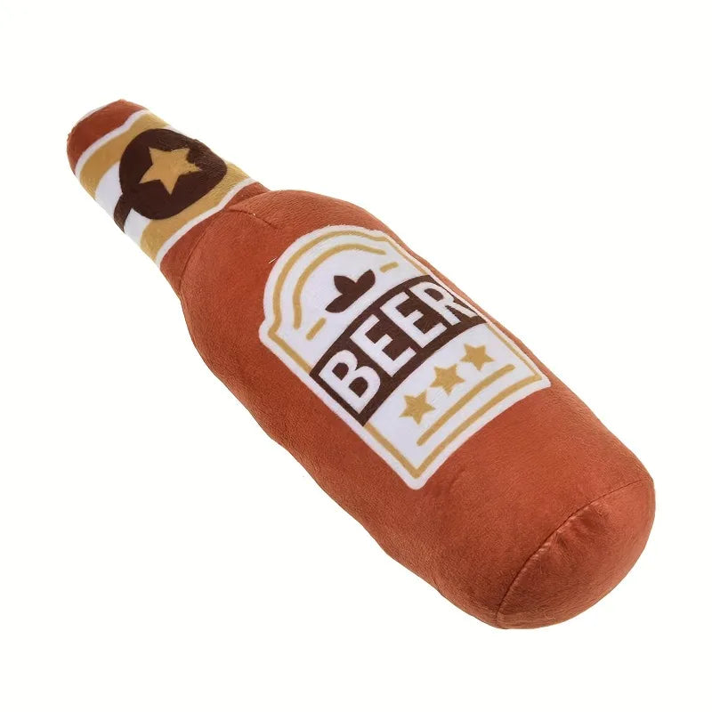 Beer Bottle Squeaky Dog Toy | Plush Bite-Resistant Chew Toy Squeaky Dog Toy QXL Orange