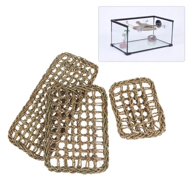 Reptile Hammock Climbing Mat | Seaweed Rope Gecko Cage Bed Reptile Habitat Accessory QXL