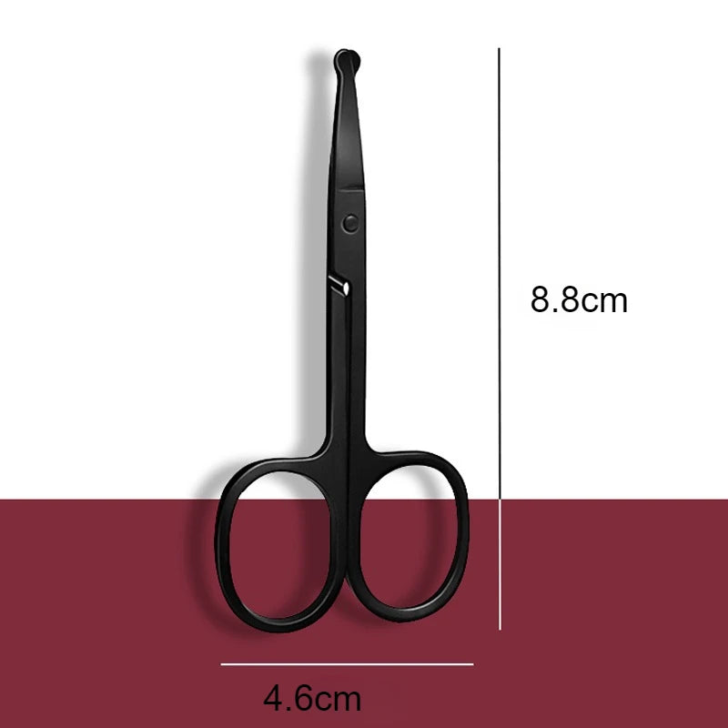 Round-Tip Nose Hair Scissors | Black Stainless Steel | Unisex Nose Hair Scissors QXL