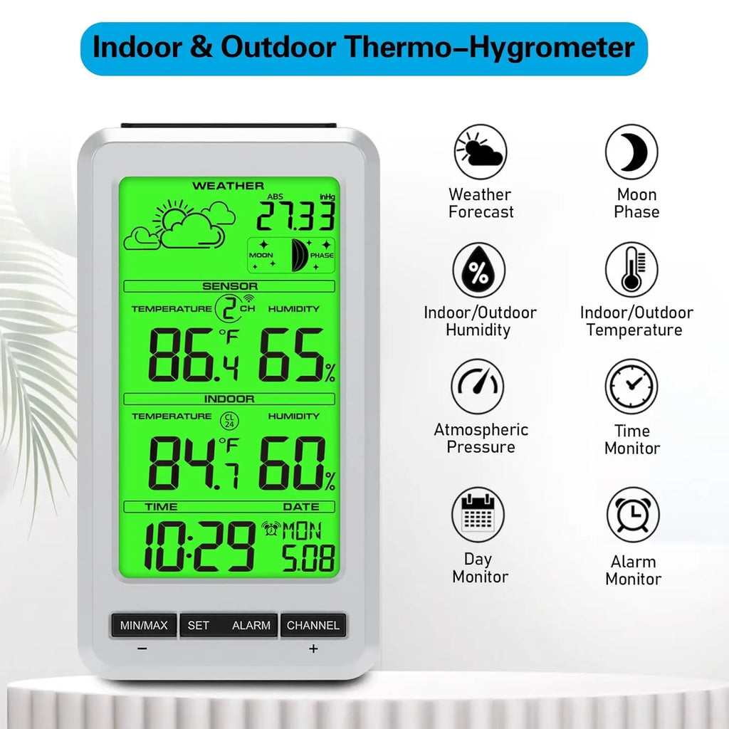 Wireless Weather Station | Thermometer, Humidity & Moon Phase Wireless Weather Station QXL