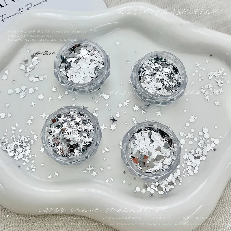 3D Nail Art Charms – Heart, Star & Round Sequin Flakes Nail Art Charms QXL