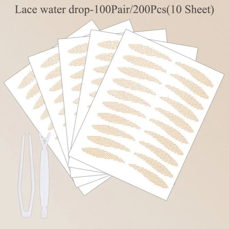 Invisible Double Eyelid Tape Strips 240–600 Pcs | Clear & Gray Eyelid Tape Strips QXL 200Pcs LaceWaterdrop