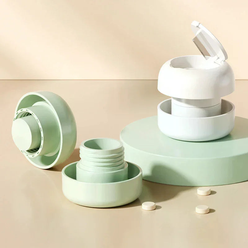 2-in-1 Portable Pill Grinder & Cutter with Organizer Pill Grinder Cutter QXL