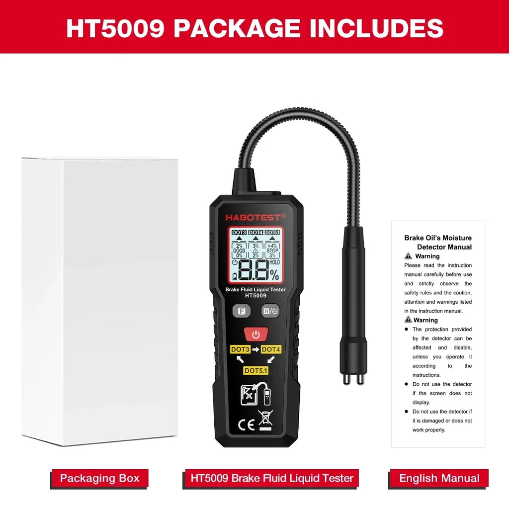 HABOTEST HT5009 Digital Brake Fluid Tester DOT3/DOT4/DOT5.1 Brake Fluid Tester QXL HT5009