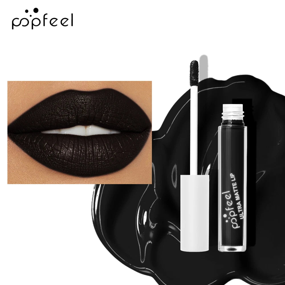 POPFEEL Black Lipstick & Lip Gloss Kit | Matte Long-Lasting Lip Makeup Kit QXL
