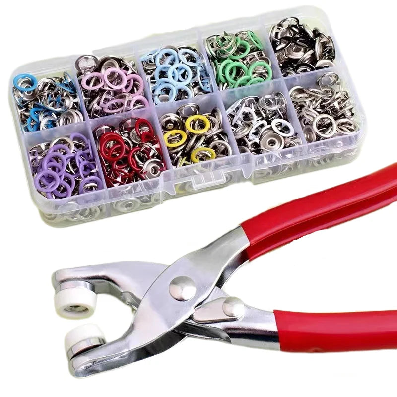 9.5mm Metal Snap Button Prong Ring Pliers & Rivet DIY Set Snap Button Tool Set QXL