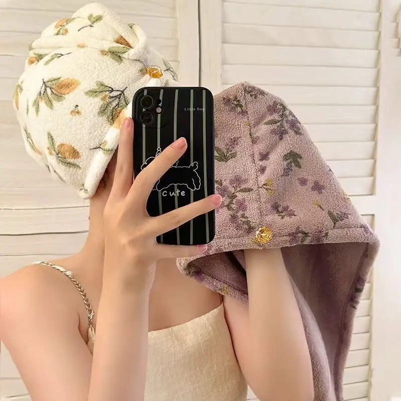 Quick-Dry Coral Fleece Hair Wrap Towel Bonnet for Women Hair Drying Wrap QXL