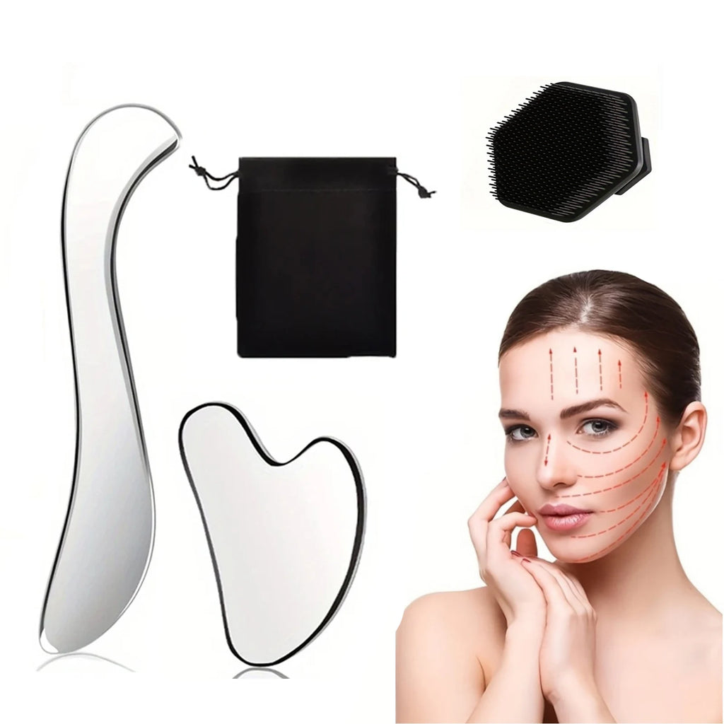4-Piece Stainless Steel Gua Sha & Fascia Massage Tool Set Massage Tool Set QXL 4pcs