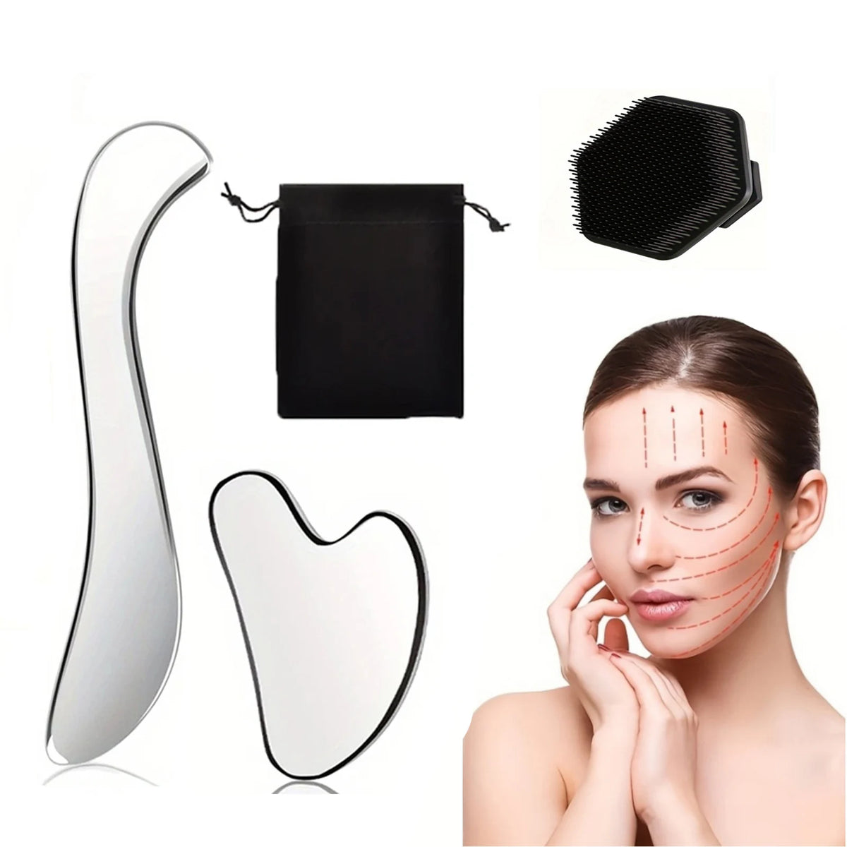4-Piece Stainless Steel Gua Sha & Fascia Massage Tool Set Massage Tool Set QXL 4pcs