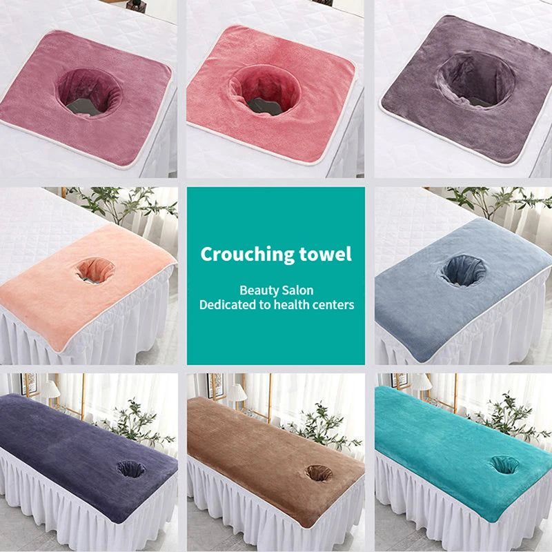 Coral Velvet Massage Face Towel with Hole | 35x35cm SPA Massage Face Towel QXL