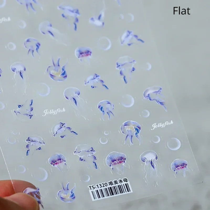 Ocean 5D Nail Art Stickers | Sea Creature Manicure Decals