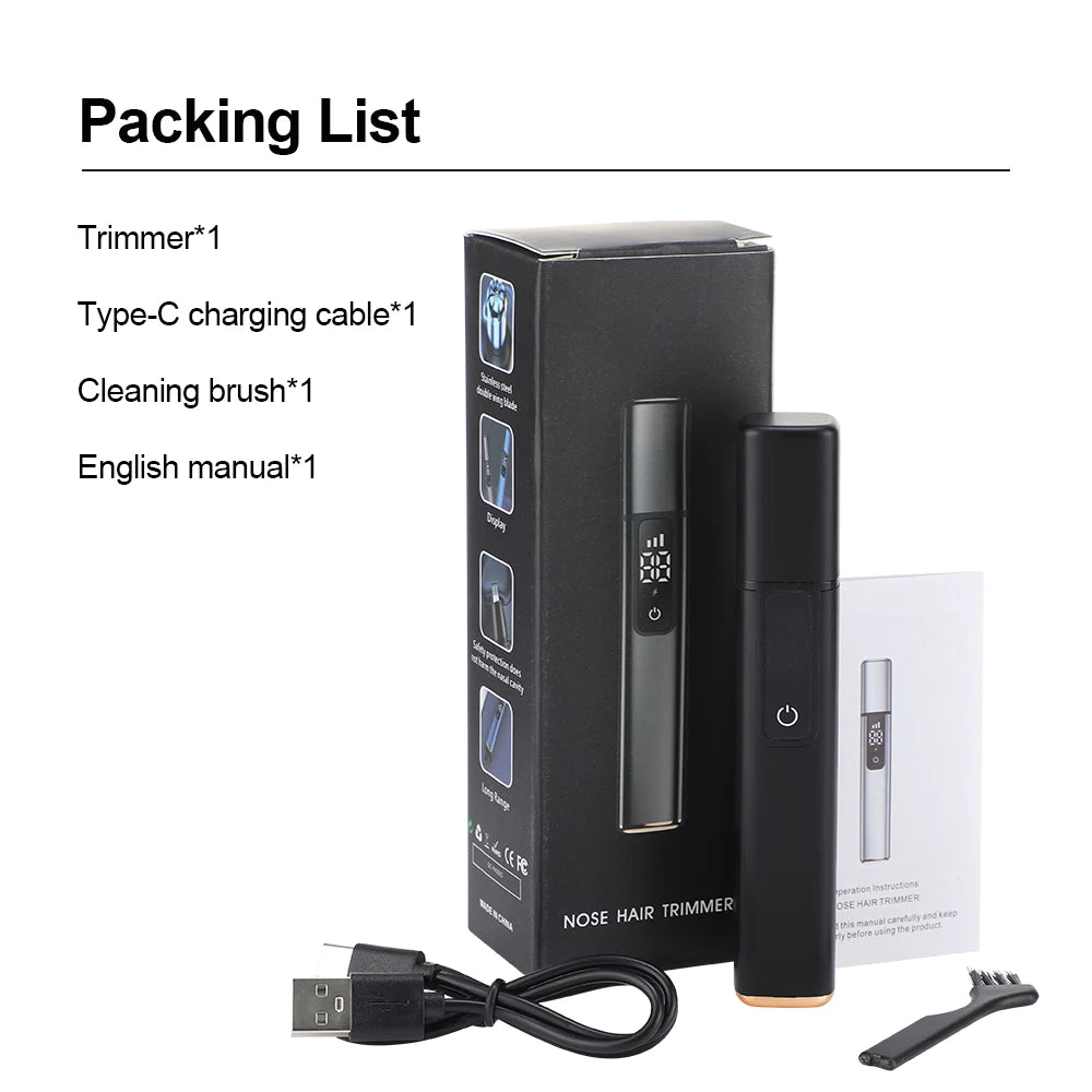 Ms.Dear Electric Nose Hair Trimmer | USB-C Rechargeable, LED Nose Hair Trimmer QXL black