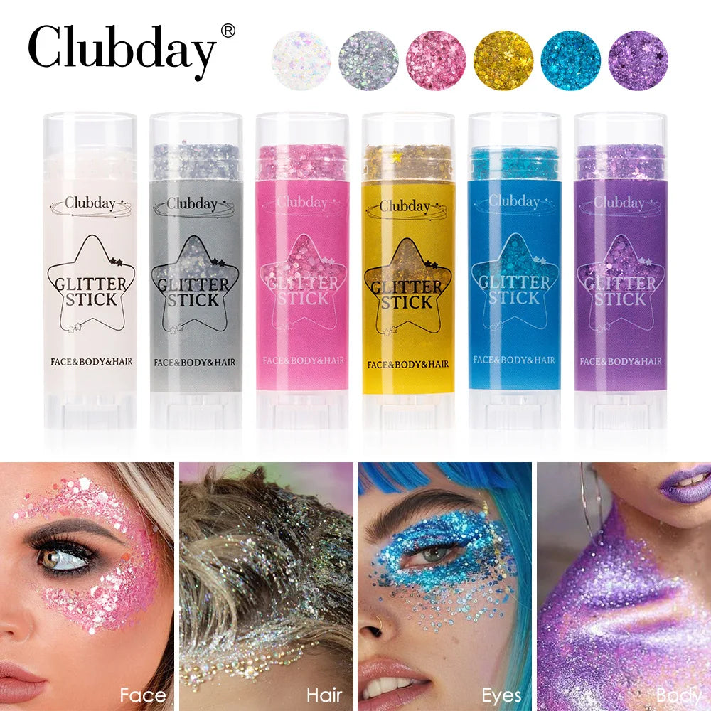 Glitter Stick Makeup Kit – 6 Shades for Face, Eyes & Body Body Glitter Stick QXL