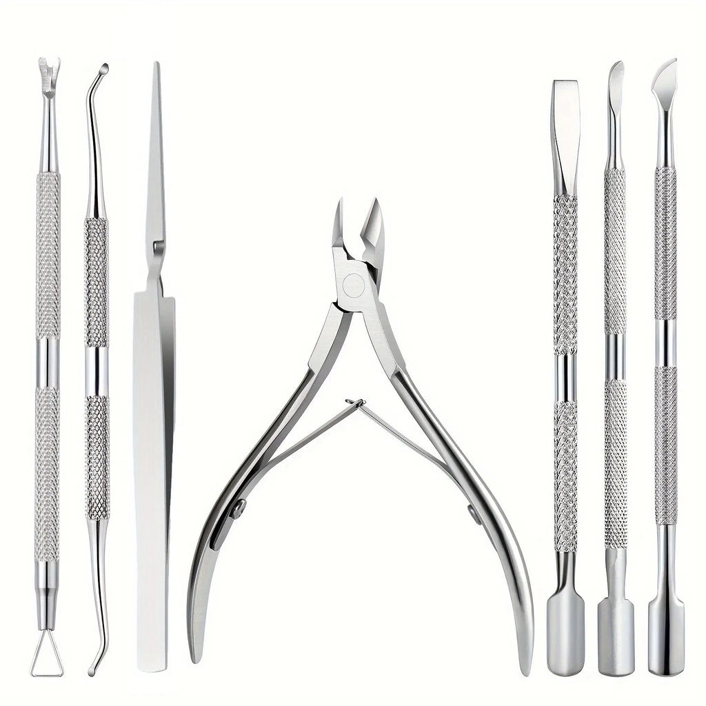 7-Piece Stainless Steel Nail Cuticle Scissors & Manicure Set Nail Cuticle Tool Set QXL