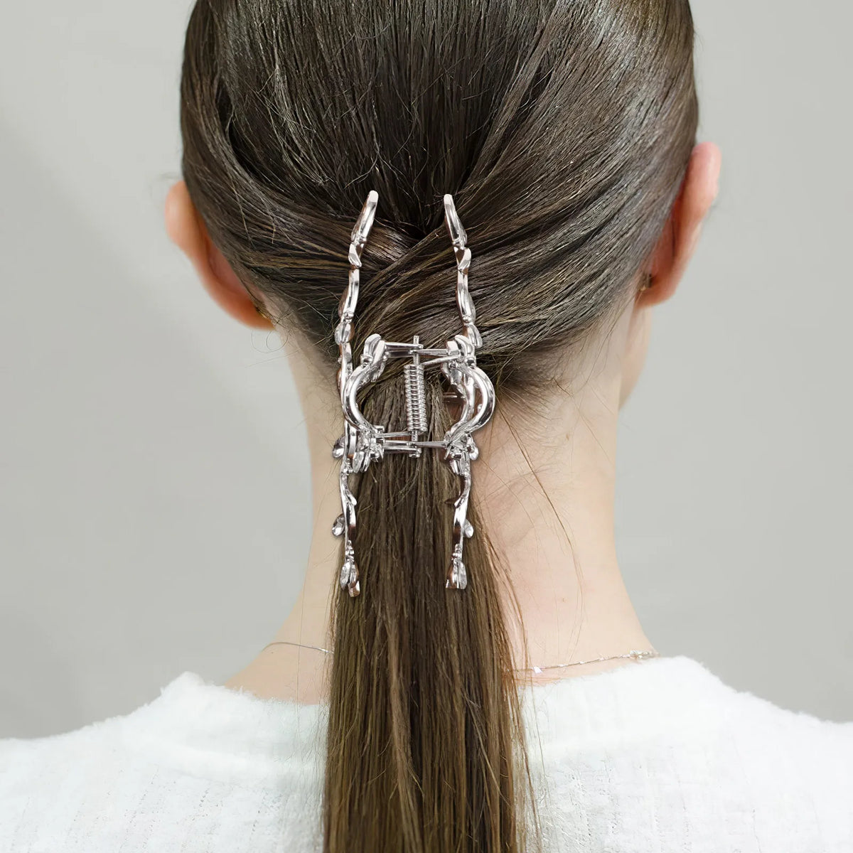 2-Pack Leaf Rhinestone Hair Claw Clips | Crystal Alloy Bun Grip Rhinestone Hair Clips QXL