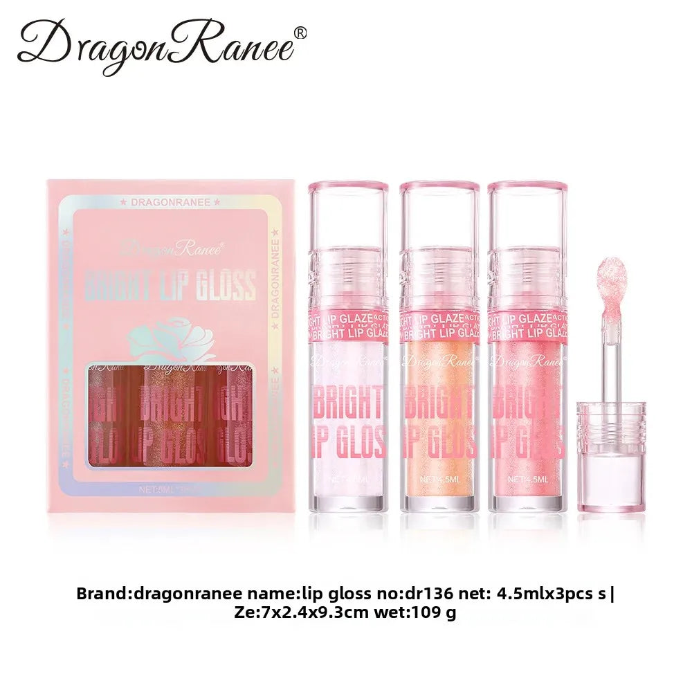 Dragon Ranee 3-Pc Glossy Lip Gloss Set | Pearlescent & Moisturizing Lip Gloss Set QXL