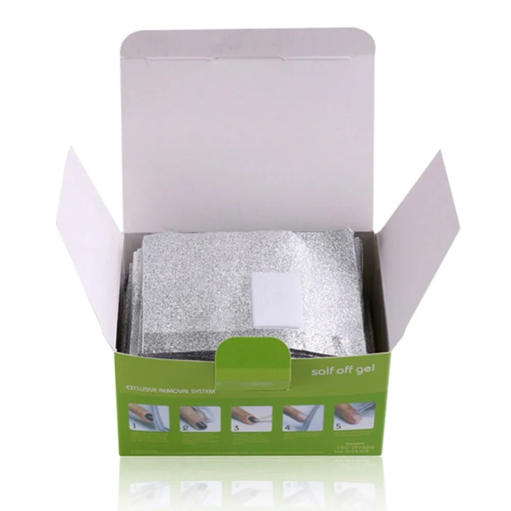 100-Pack Foil Nail Remover Wraps | Gel Polish Soak Off Cotton Nail Remover Wraps QXL Blue